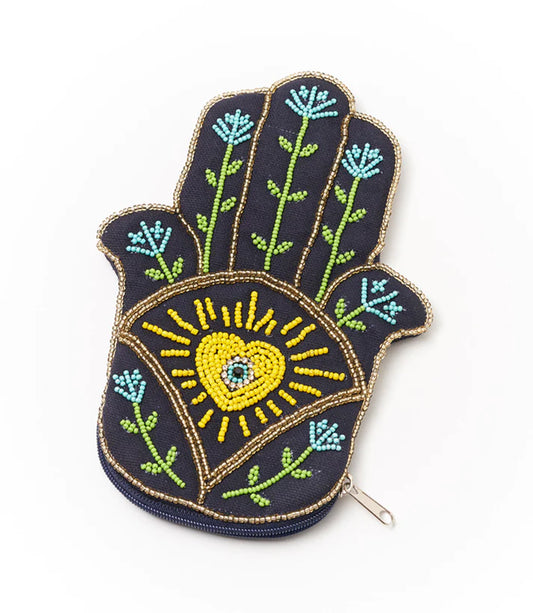 Hamsa Beaded Coin Purse