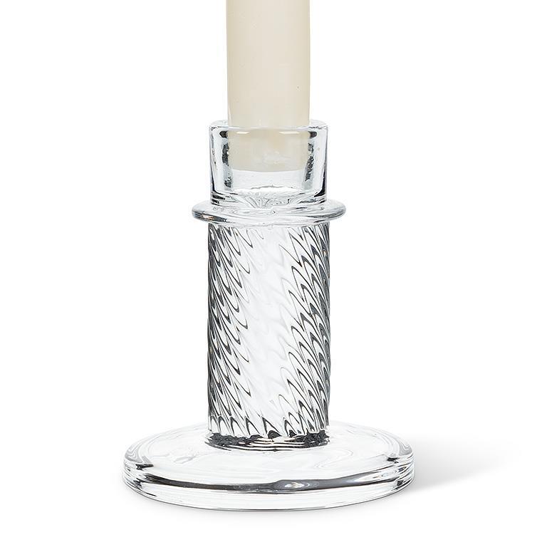 Glass Candlestick 2 PC. Swirl Tapers