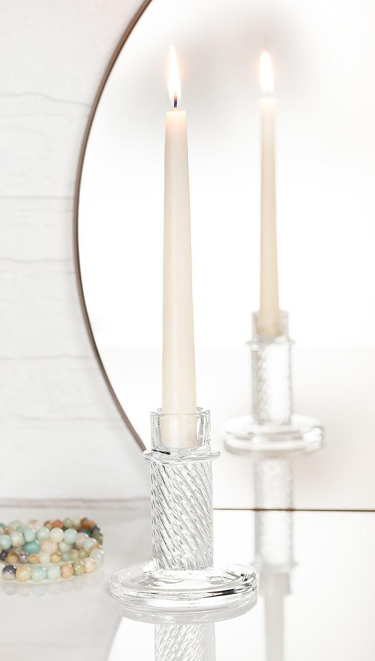Glass Candlestick 2 PC. Swirl Tapers