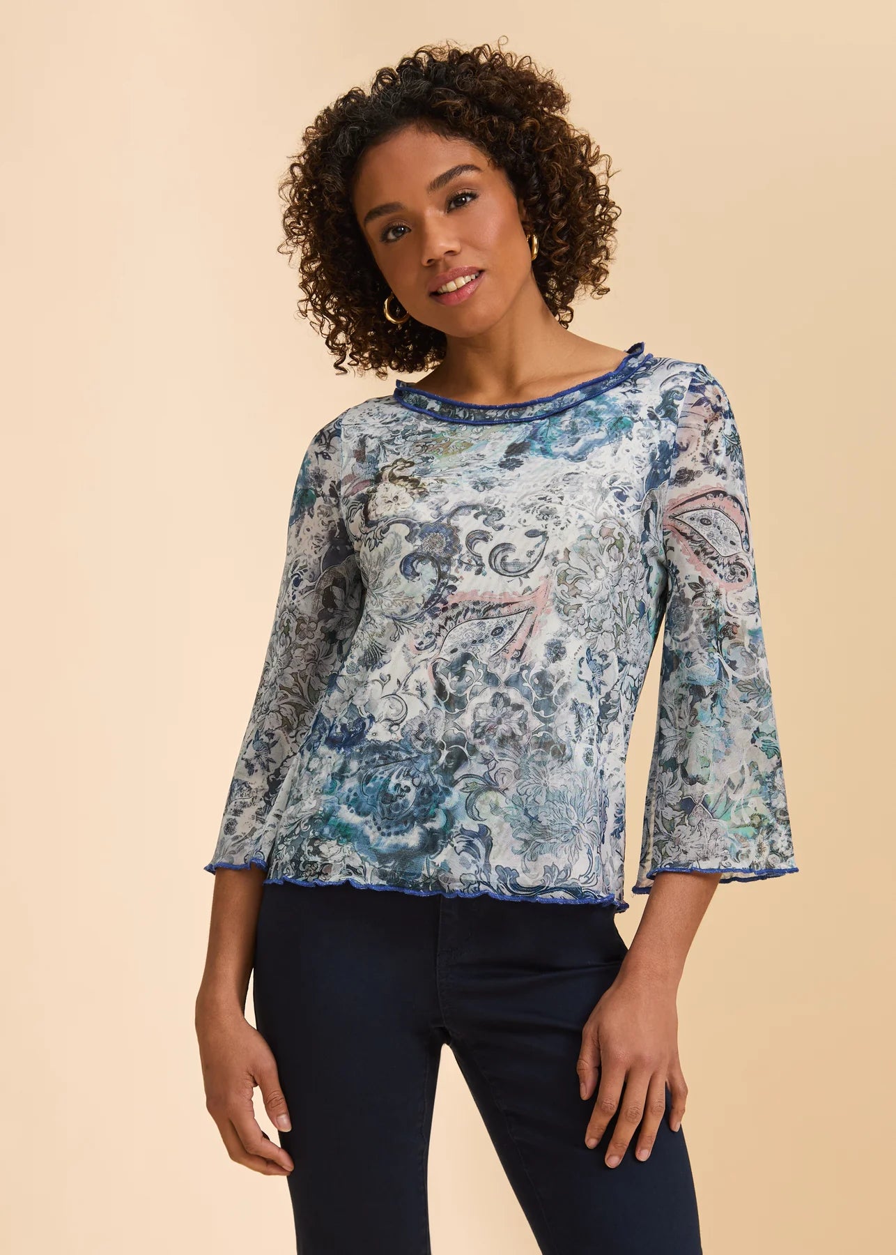 FDJ Mesh Boat Neck Top