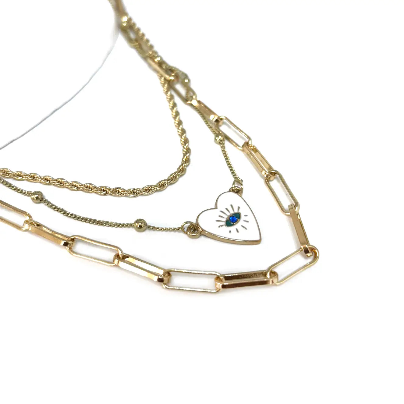 Evil Eye Necklace 3 Row Rope