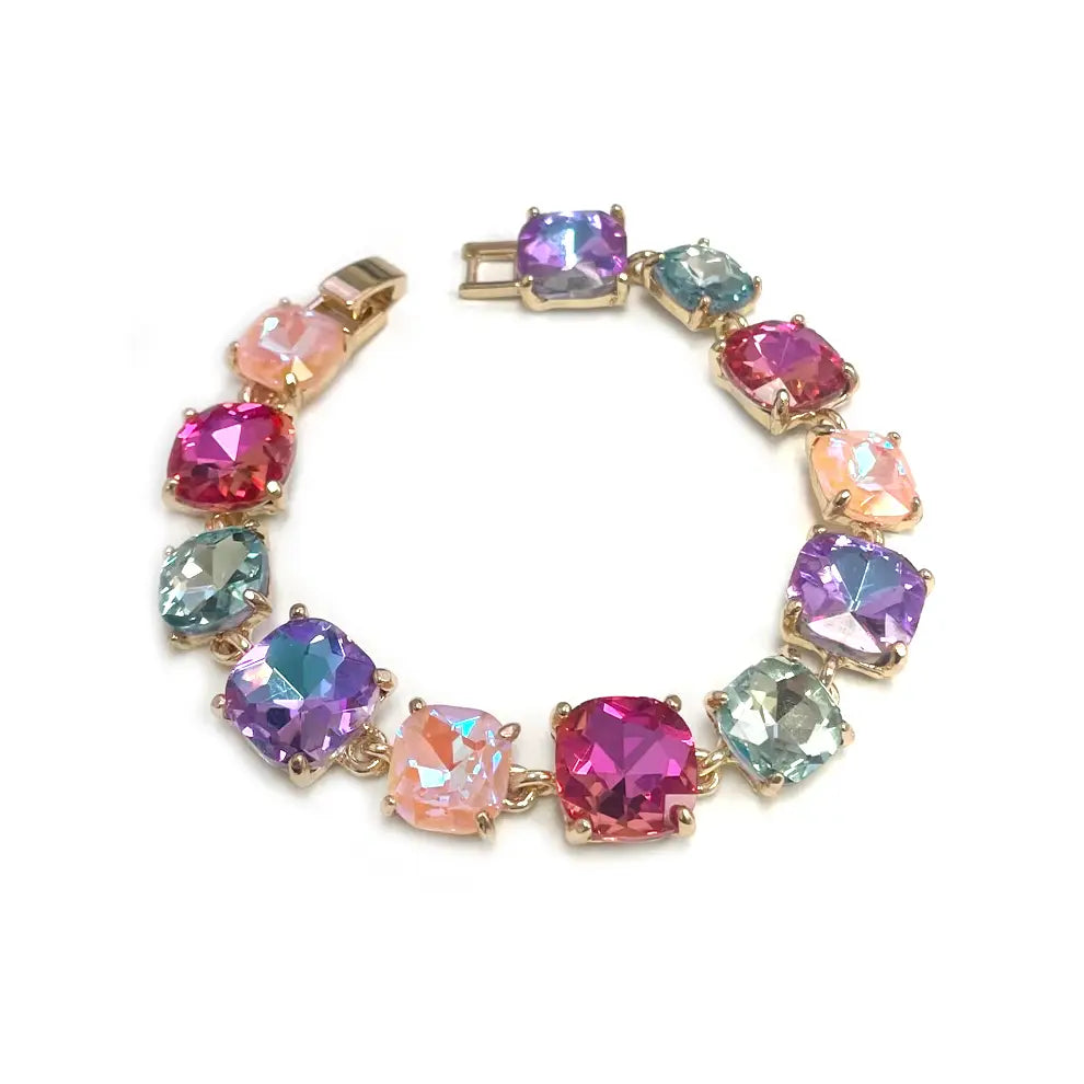 Cushion Cut Glass Crystal Bracelet
