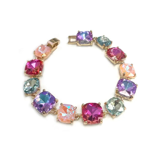 Cushion Cut Glass Crystal Bracelet