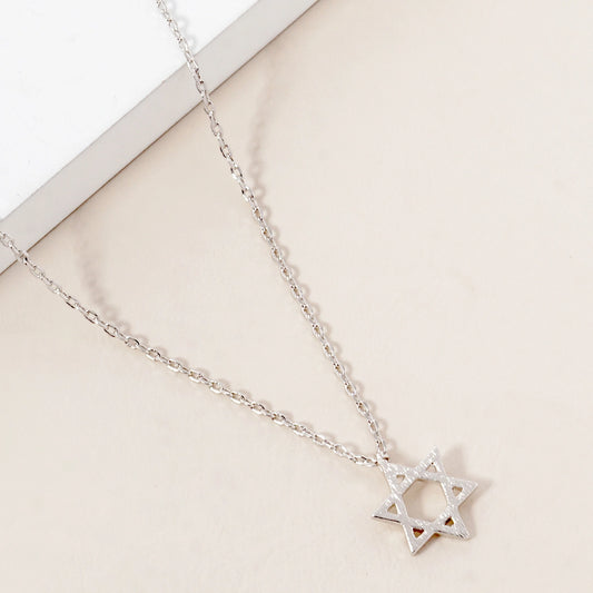 White Gold Dipped Star of David Necklace