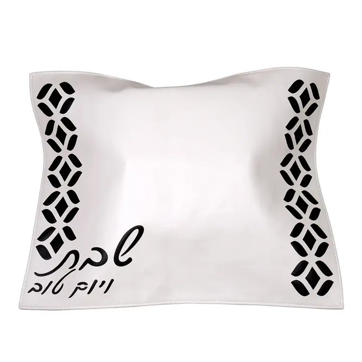 Laser Cut Challah Cover Wht/Blk