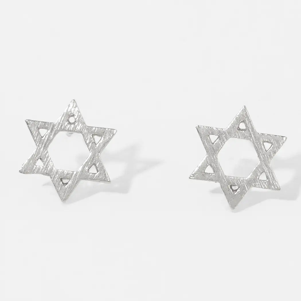 White Gold Dipped Star of David Earrings