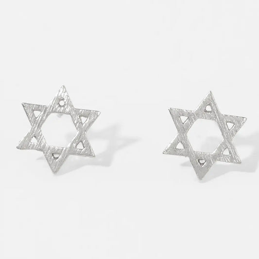 White Gold Dipped Star of David Earrings