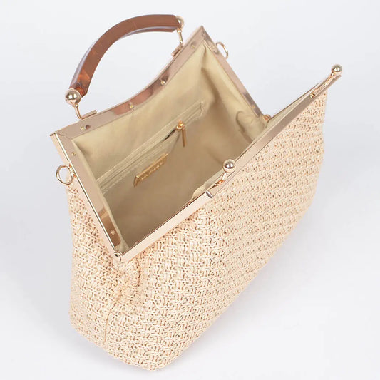 Faux Straw Clutch