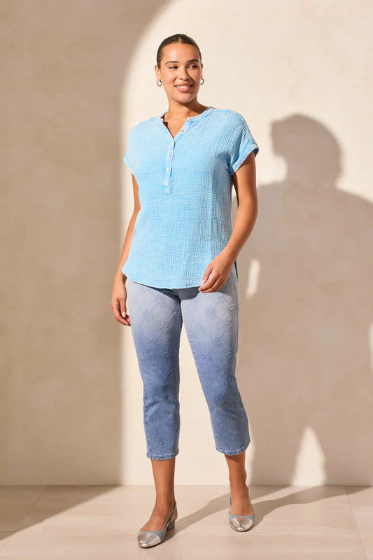Tribal Gauze Cap Sleeve Top
