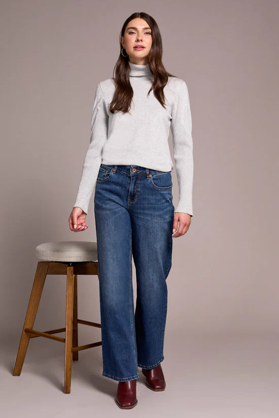 Tribal Petite Sophia Curvy Hugging Wide Leg Jeans