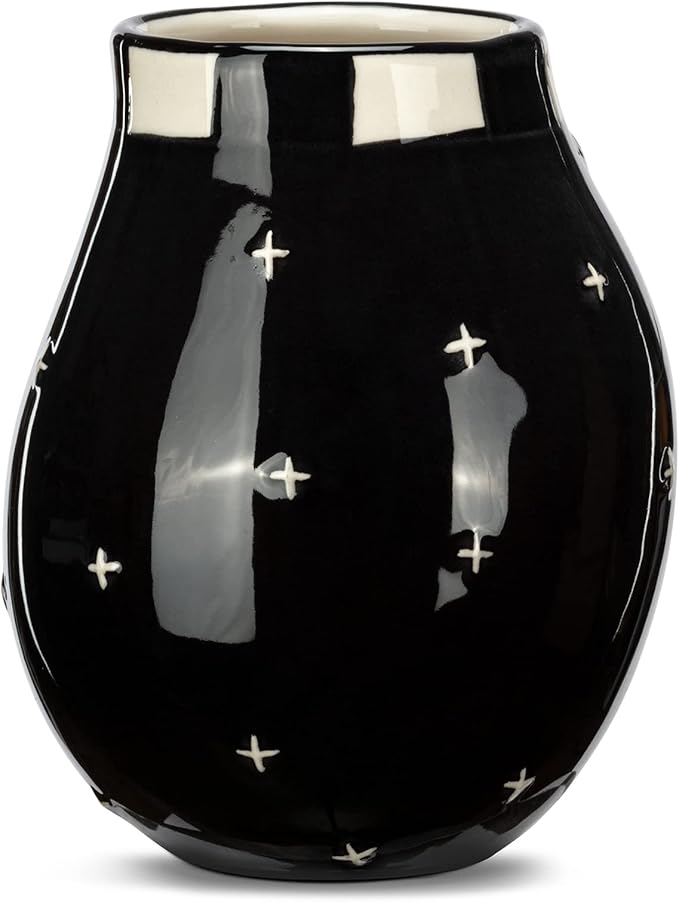 Ceramic Red Black Heart Mini Vase