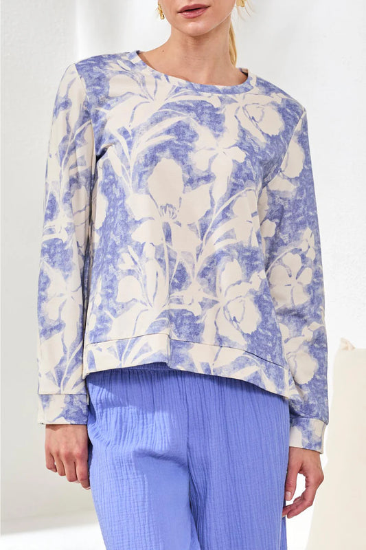 Tribal Crew Neck Top W/ Side Slits