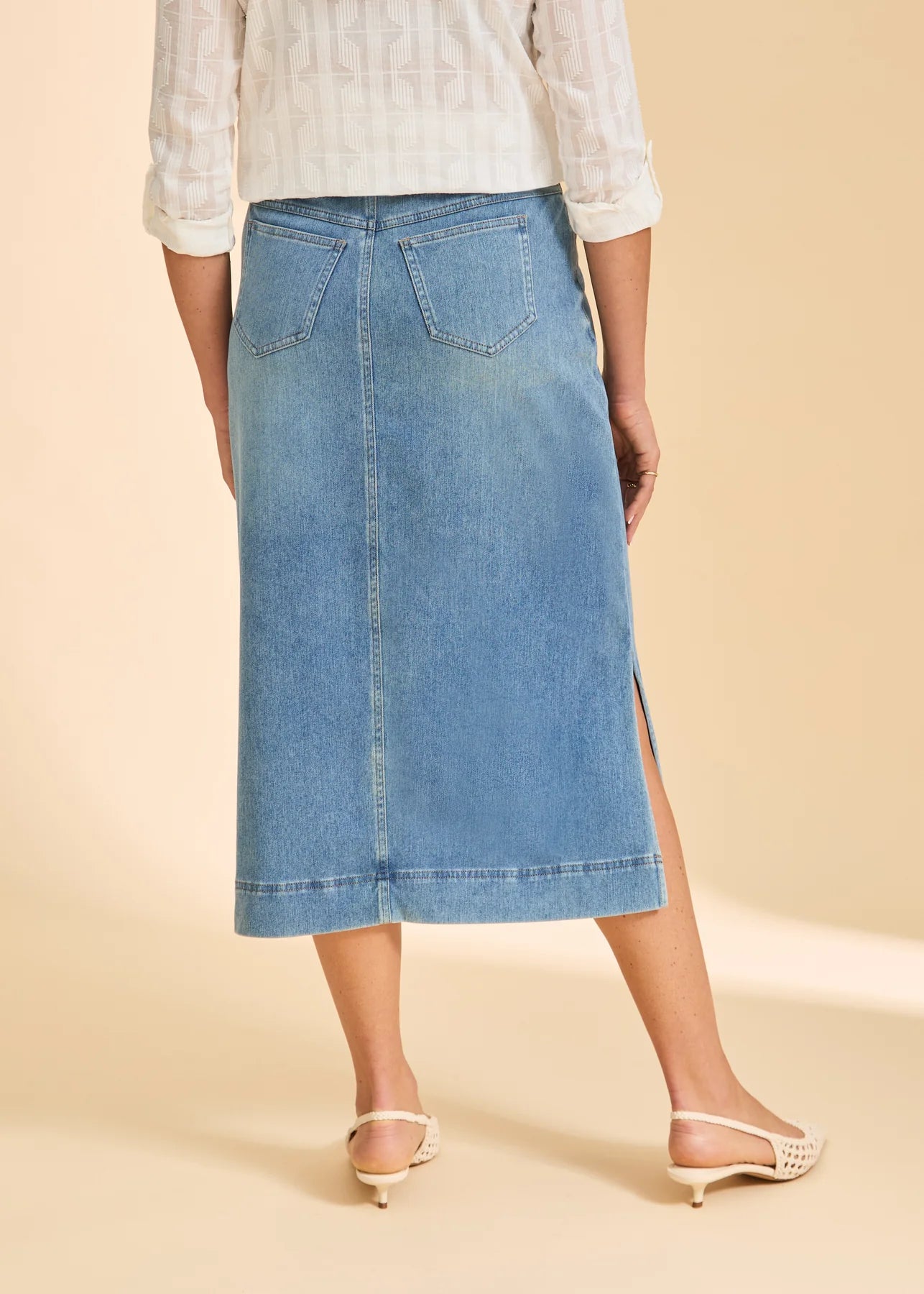 FDJ Pull On Denim Skirt W/ Slits