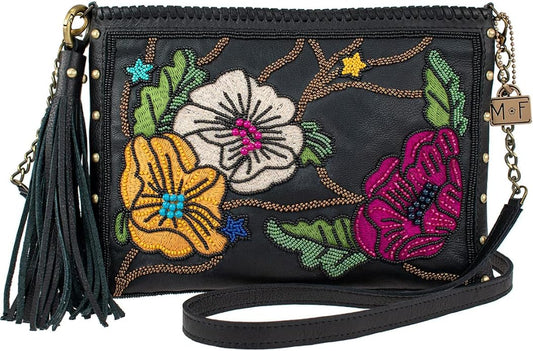 Mary Frances  Mystery Garden Crossbody Leather Handbag