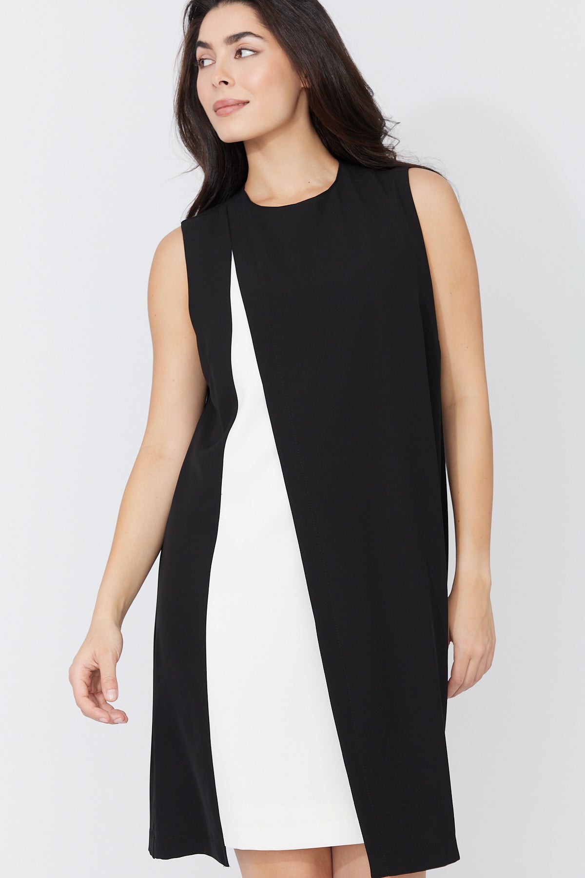 Compli K Sleeveless Black and White Dress