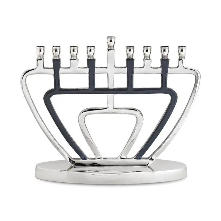 Polished Silver and Grey Menorah