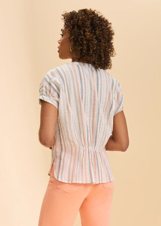 FDJ Short Sleeve Striped Blouse