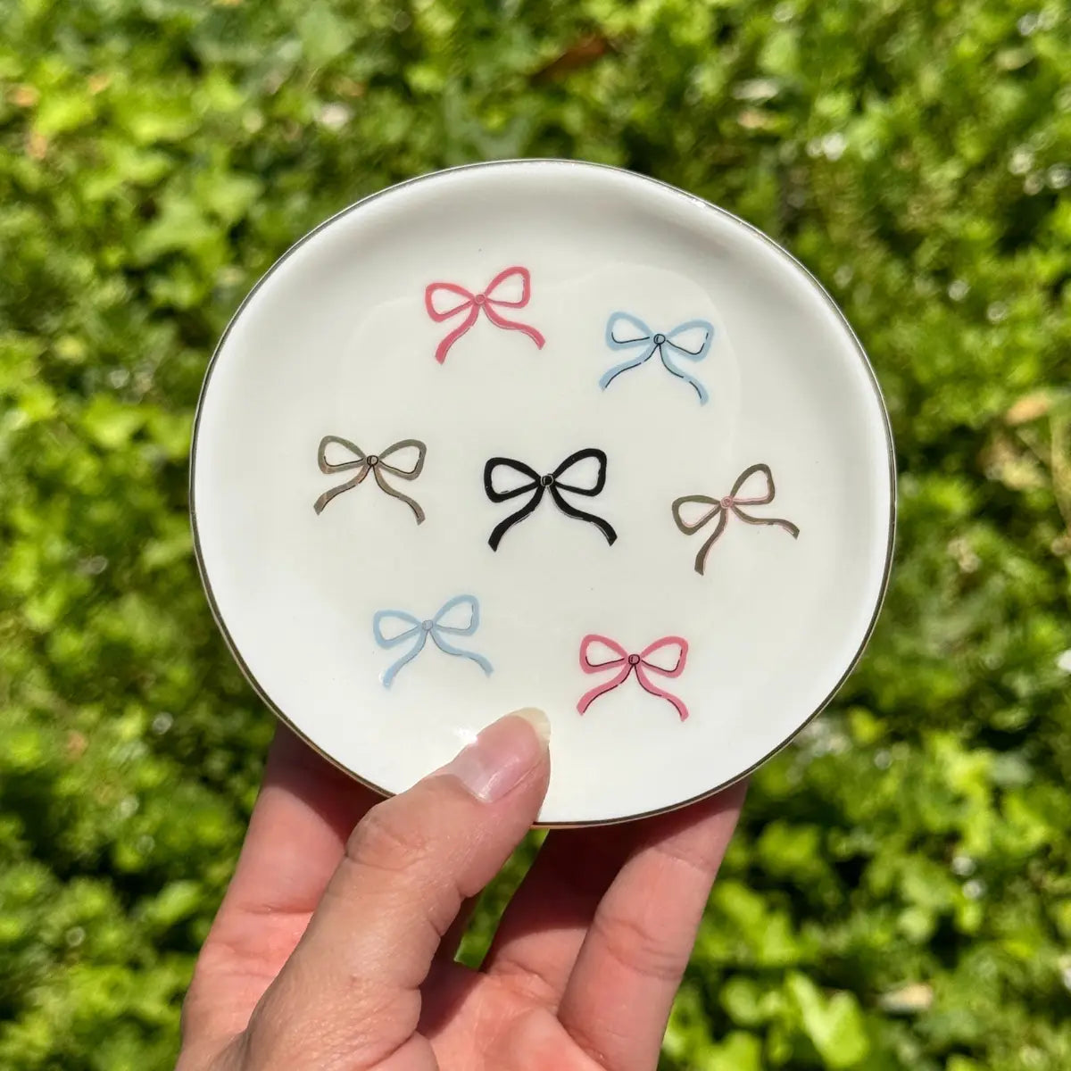 Trinket Tray - Multi Colour Bow
