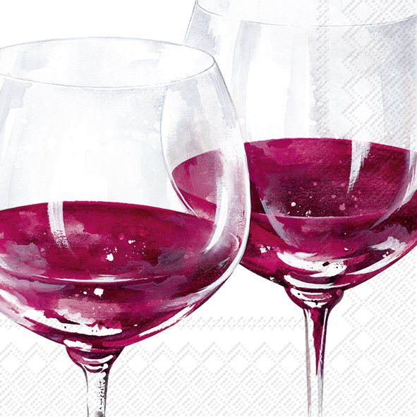 Cocktail Napkins - Red Wine Glasses