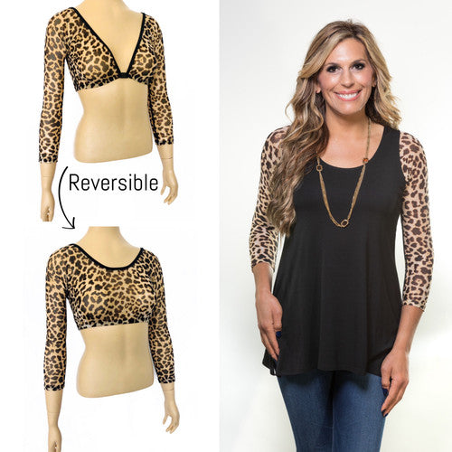 Sleevey Wonders - 3/4 Leopard Print Mesh
