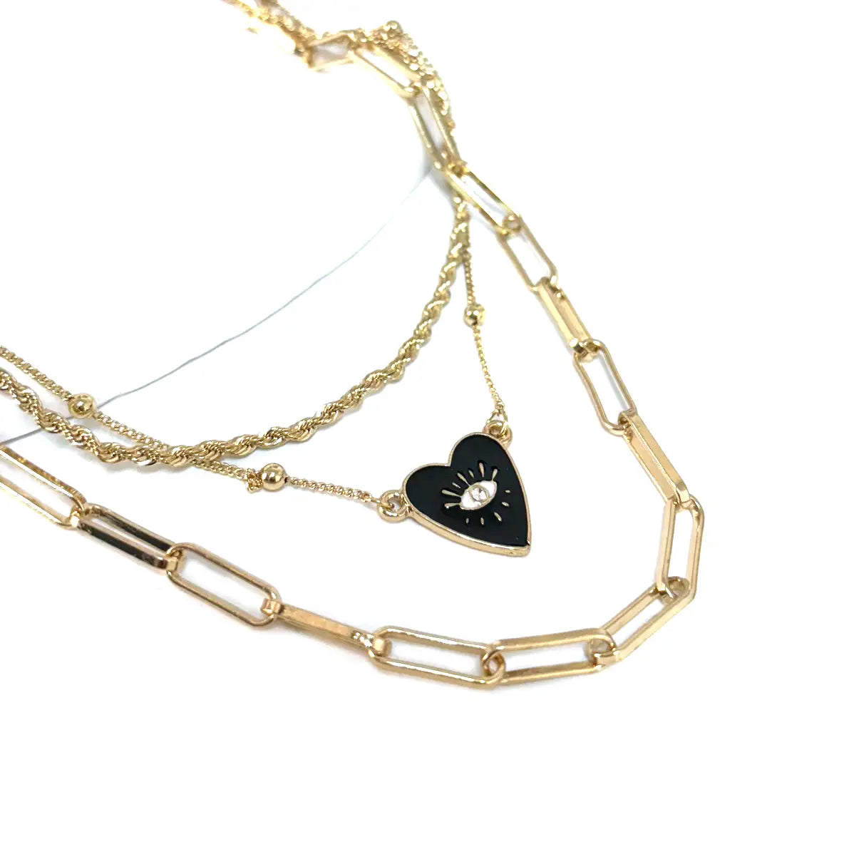 Evil Eye Necklace 3 Row Rope