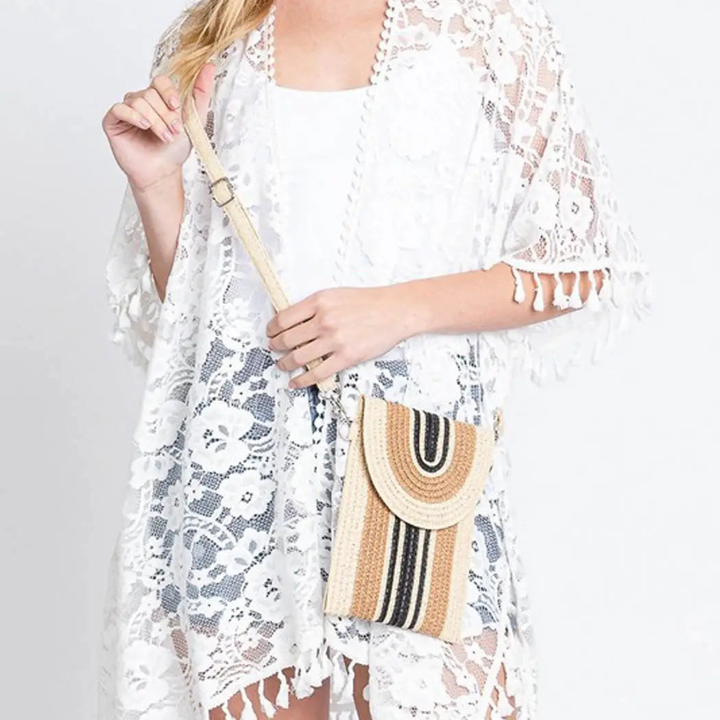Striped Straw Crossbody