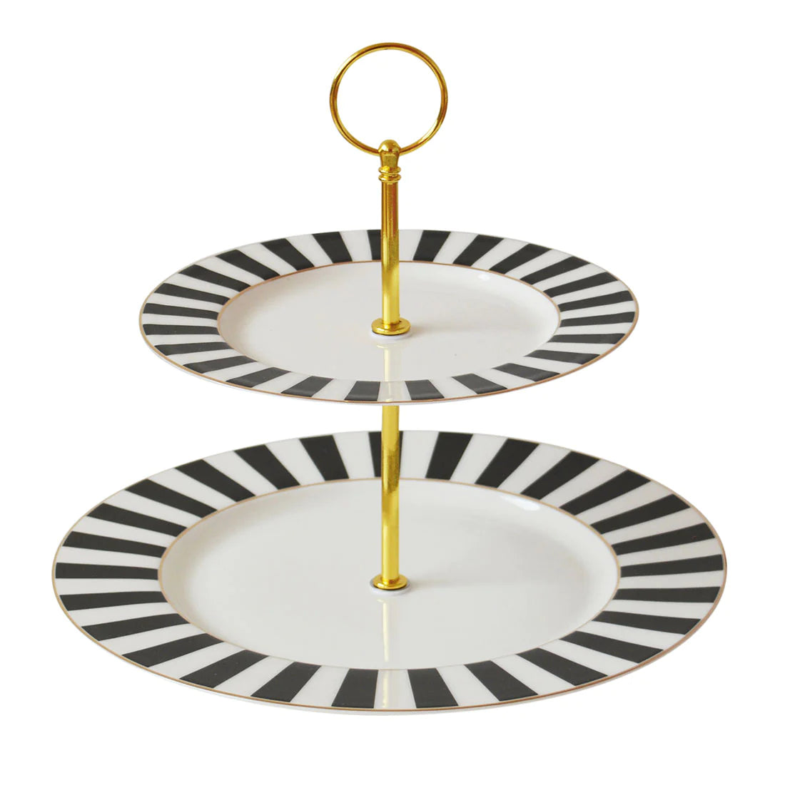 Two Tier Cake Plate Black and White