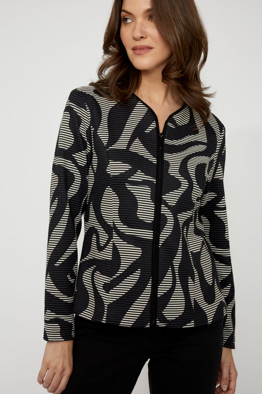 Compli K Pleated Knit Zip Up Jacket