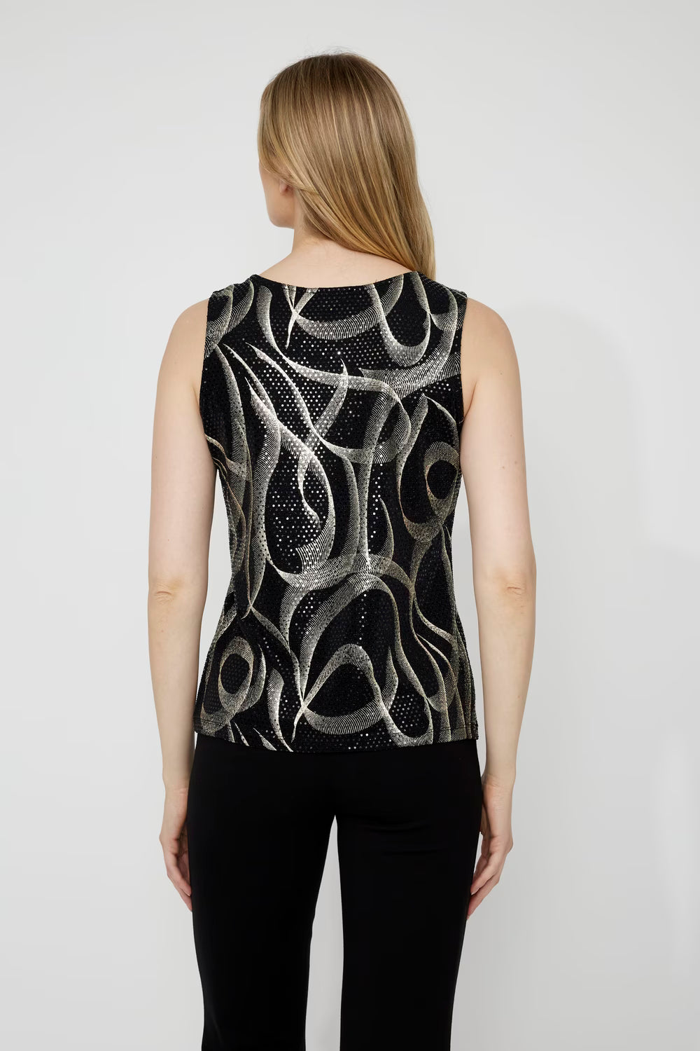 Compli K Black & Gold Sequin Tank