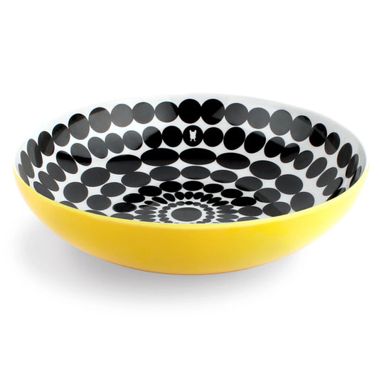 Black White & Yellow Salad Bowl 11.75"