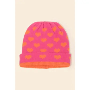 Heart Print Beanie
