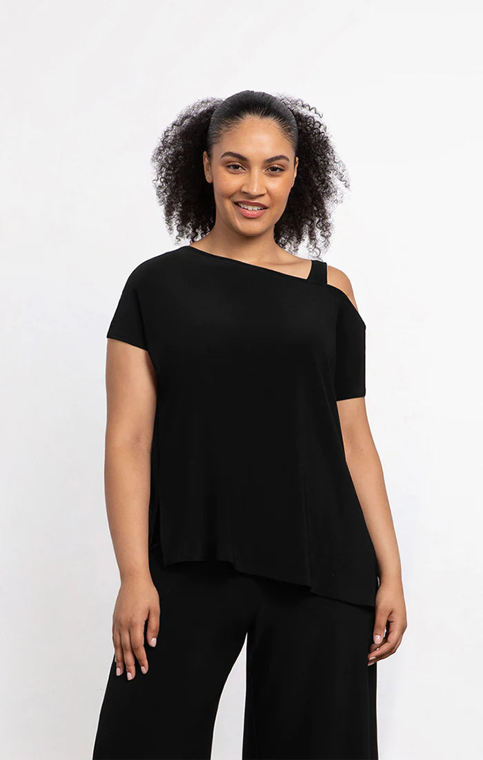 Sympli One Shoulder Boxy Top, Cap Slv