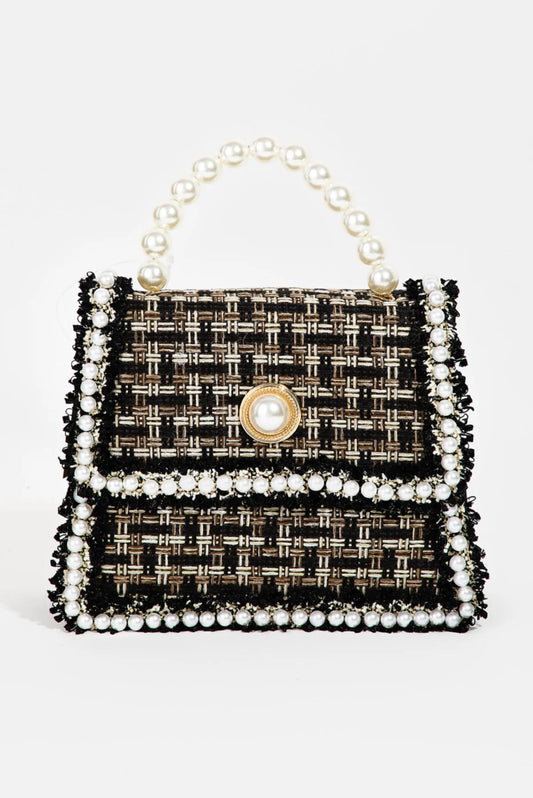 Woven Pearl Studded Bag