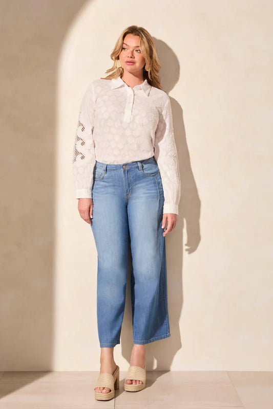 Tribal Audrey Pleated Wide Leg Jeans