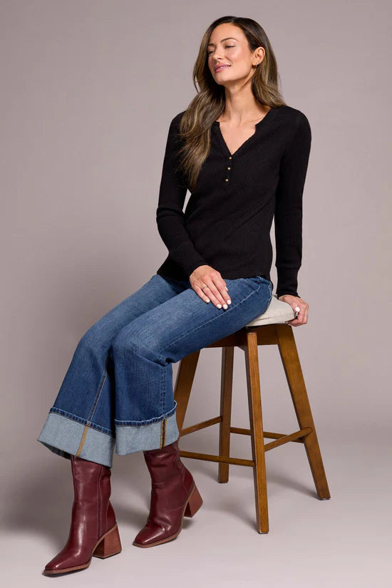 Tribal Brushed Waffle Henley Top