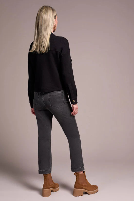 Tribal Bushed Waffle Crop Knit Shacket