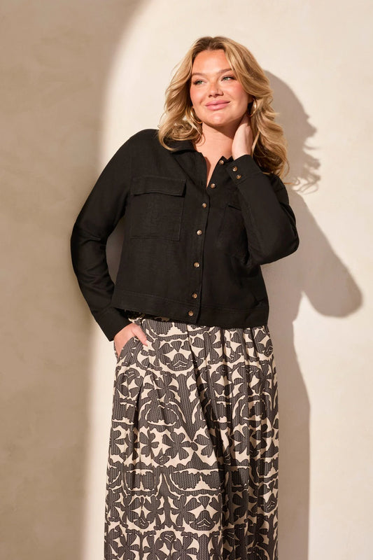 Tribal Long Sleeve Front Jacket W/ Chest Pockets