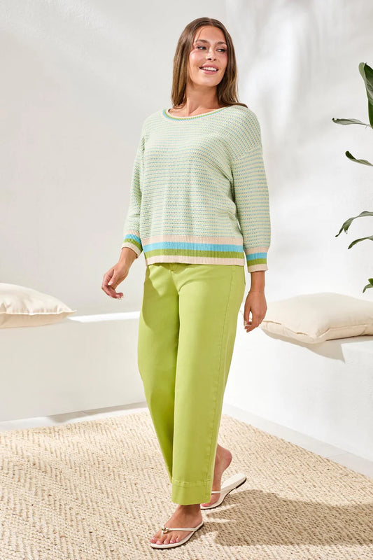 Tribal 3/4 Slv Scoop Neck Sweater