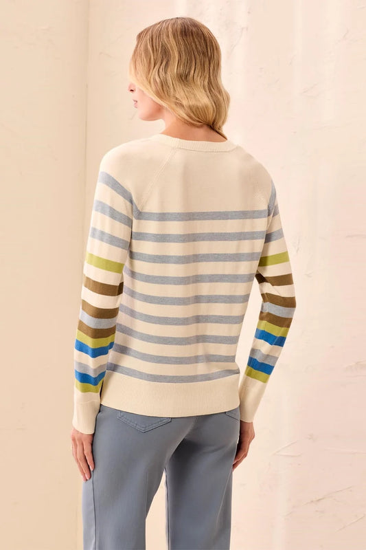 Tribal Soft Viscose Long Sleeve Crew Neck Stripe Sweater