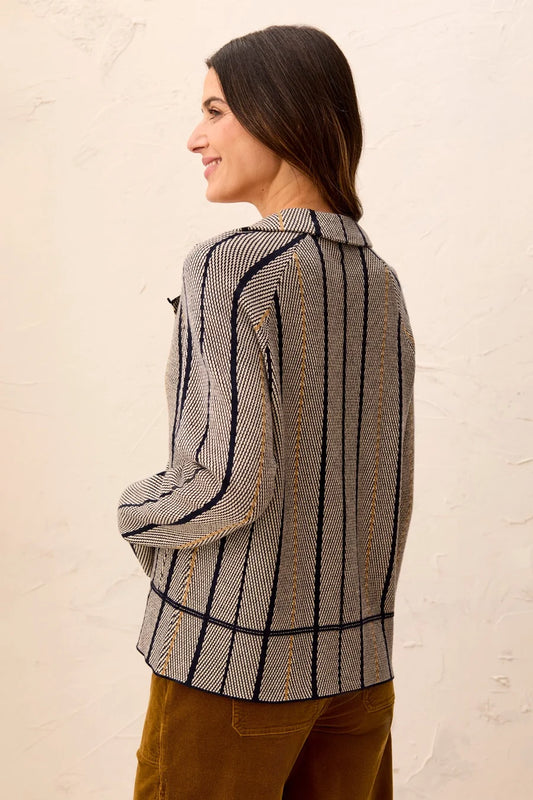 Tribal Soft Viscose Long Sleeve Lapel Collar Button Front Cardigan