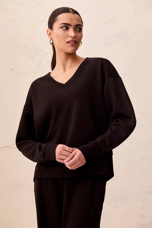 Tribal TECHNO LUX V-Neck Drop Shoulder Pullover