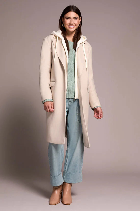 Tribal Ultra-Soft knit Coat With Removable Fooler Hoodie