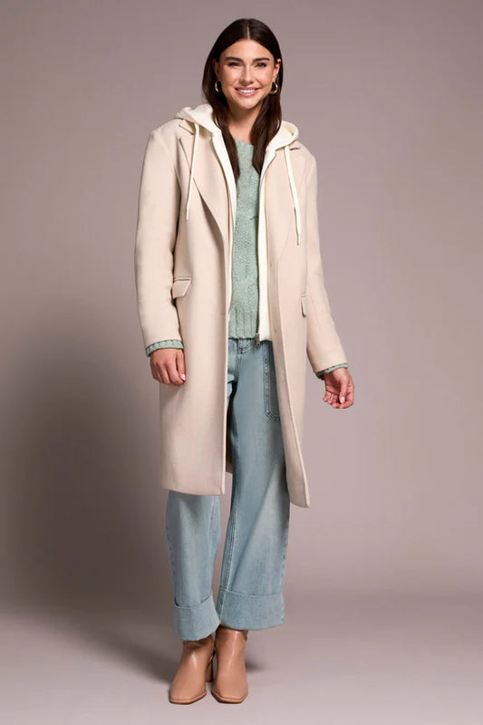 Tribal Ultra-Soft knit Coat With Removable Fooler Hoodie