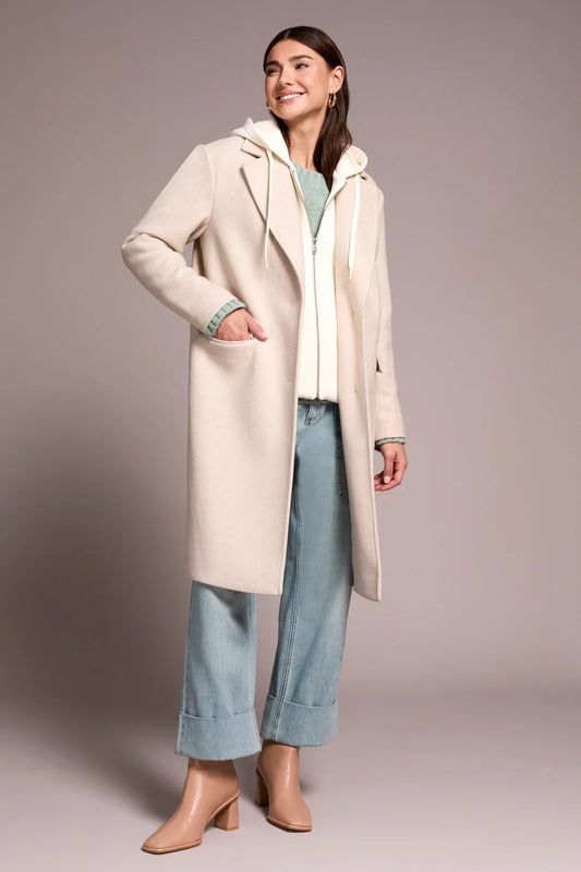 Tribal Ultra-Soft knit Coat With Removable Fooler Hoodie