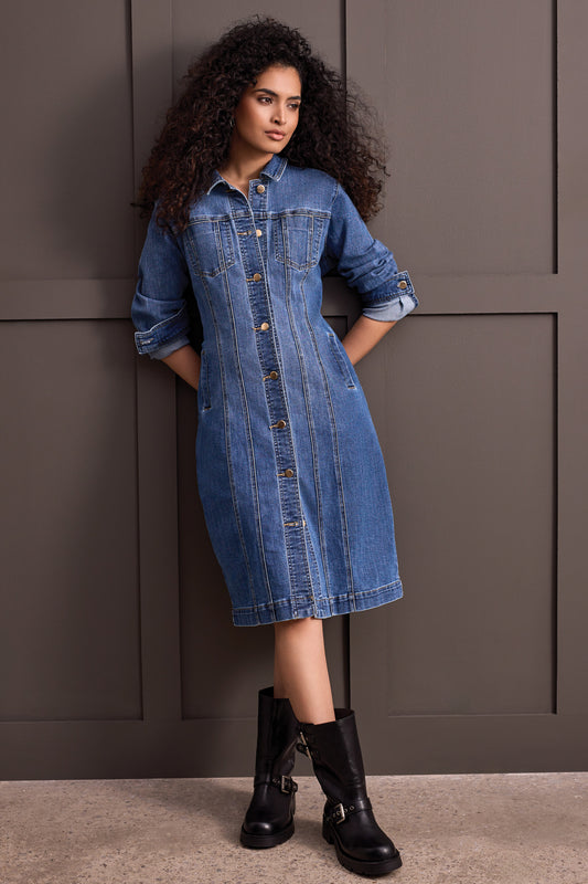 Tribal Long Fitted Denim Shacket