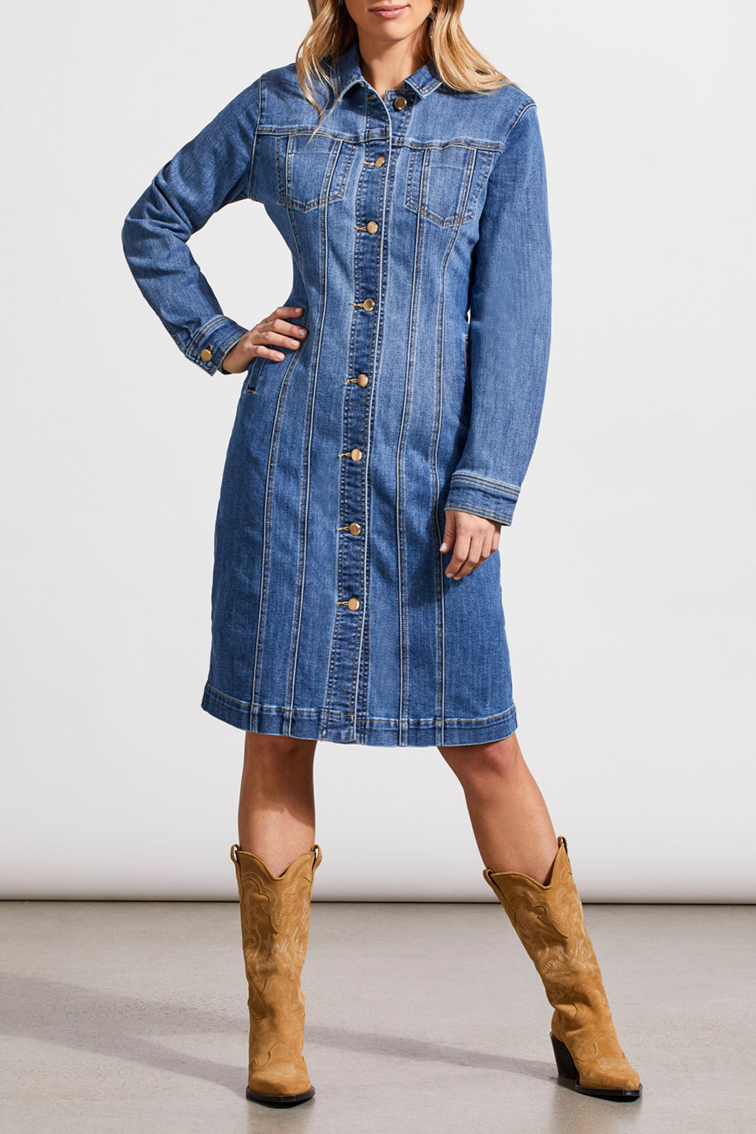 Tribal Long Fitted Denim Shacket