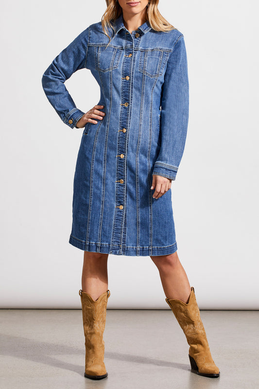 Tribal Long Fitted Denim Shacket
