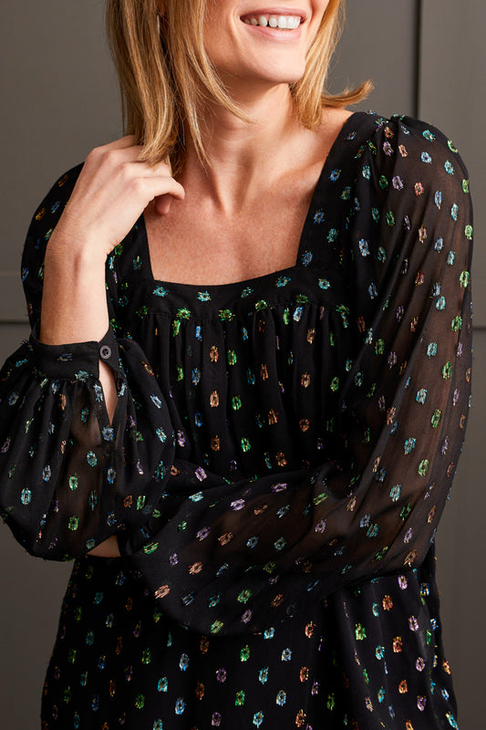 Tribal Square Neck Lined Blouse