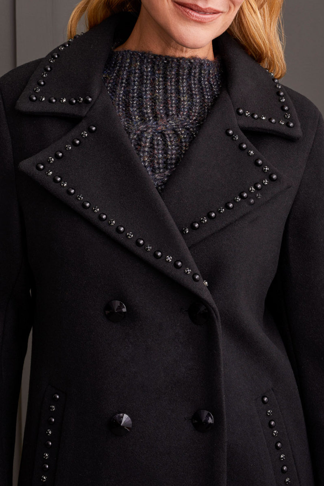 Tribal Embellished Double Breast Peacoat