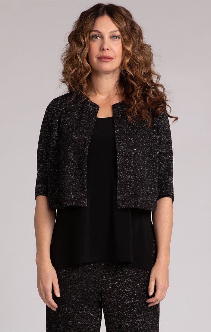 Sympli Classic Bolero Cardigan, Metallic Gold